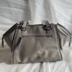 INC Haili Bevel Medium Satchel Dove Grey Gunmetal